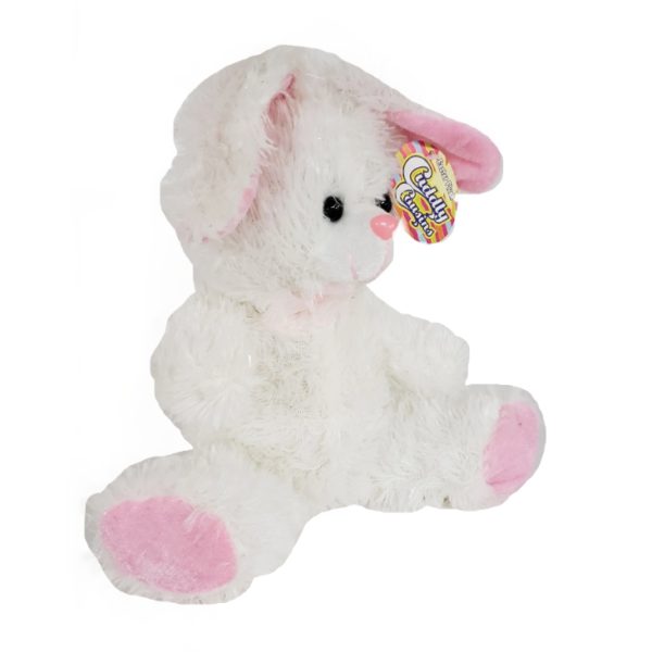 Cuddly Cousins Easter Bunny Plush Floppy Rabbit White Pink 9" - Image 3