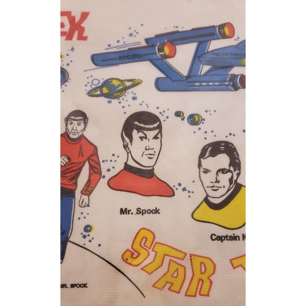 Vintage 1970 Tuttle Star Trek Paper Table Cover Spock Kirk McCoy 54 x 88 Inches - Image 3
