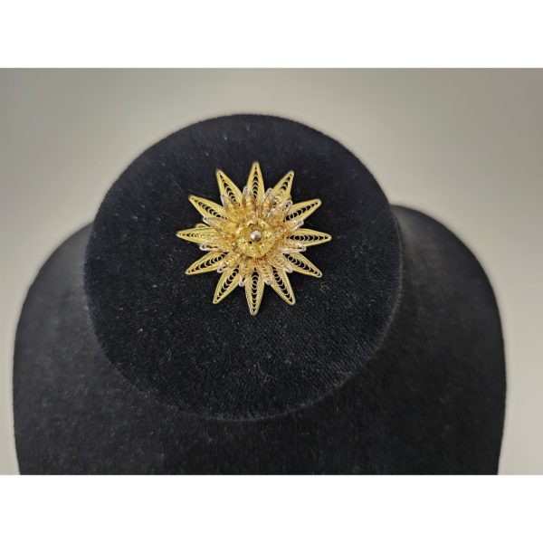 Vintage Gold Tone Filagree Bellflower Star Flower Pin 1 Inch - Image 3