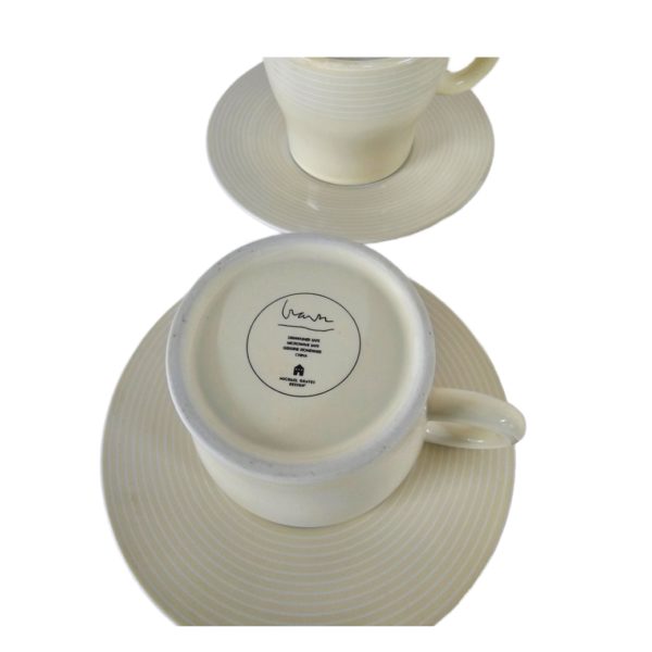 Michael Graves Cup & Saucer Set of 4 YELLOW With 4 Different Leaf Motifs - Image 5