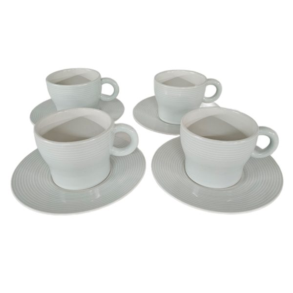 Michael Graves Cup & Saucer Set of 4 GREEN With 4 Different Leaf Motifs - Image 4