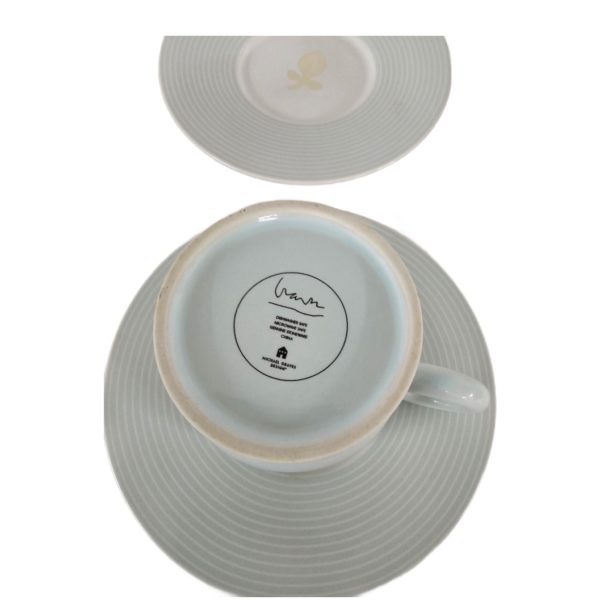 Michael Graves Cup & Saucer Set of 4 GREEN With 4 Different Leaf Motifs - Image 5