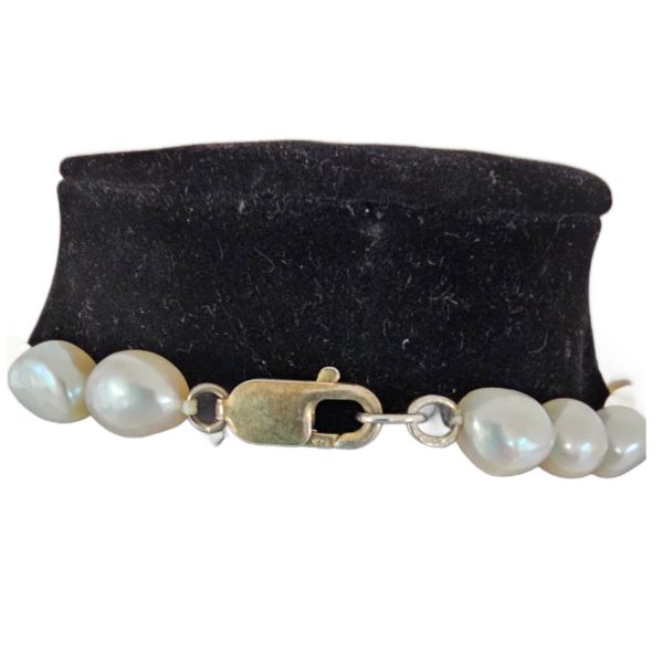 Vintage White 7-8mm Pearl Necklace Sterling Silver Lobster Clasp 17 Inch - Image 4