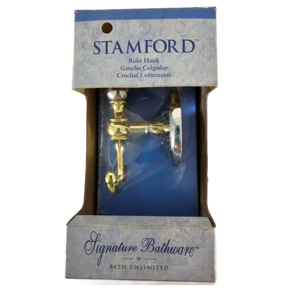 Stamford 18" Towel Bar & Robe Hook Set Chrome & Brass Finish, Signature Bathware by Bath Unlimited - Image 3