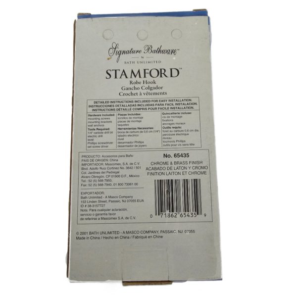 Stamford 18" Towel Bar & Robe Hook Set Chrome & Brass Finish, Signature Bathware by Bath Unlimited - Image 4
