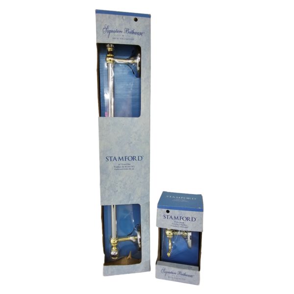 Stamford 18" Towel Bar & Robe Hook Set Chrome & Brass Finish, Signature Bathware by Bath Unlimited - Image 7