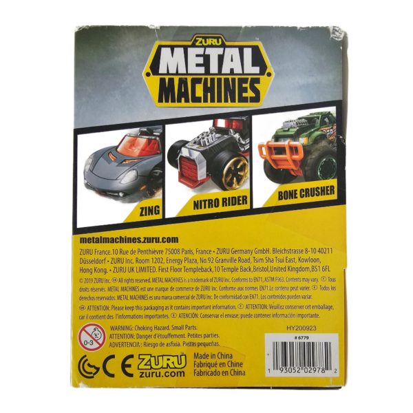 Zuru Metal Machines 1:64 Die Cast Cars 3-Pack - "Nitro Rider" Dragster, "Zing" Shark Car, "Bone Crusher" Monster Truck - Image 3