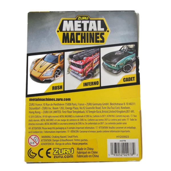 Zuru Metal Machines 1:64 Die Cast Cars 3-Pack - "Rush" High Perf, "Inferno" Fire Truck, "Cadet" Off-Road Car - Image 3