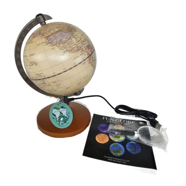 Fun Globe 5 inch Dia. Illuminated Rechargeable Globe with Touch Light (Tan) - Image 4