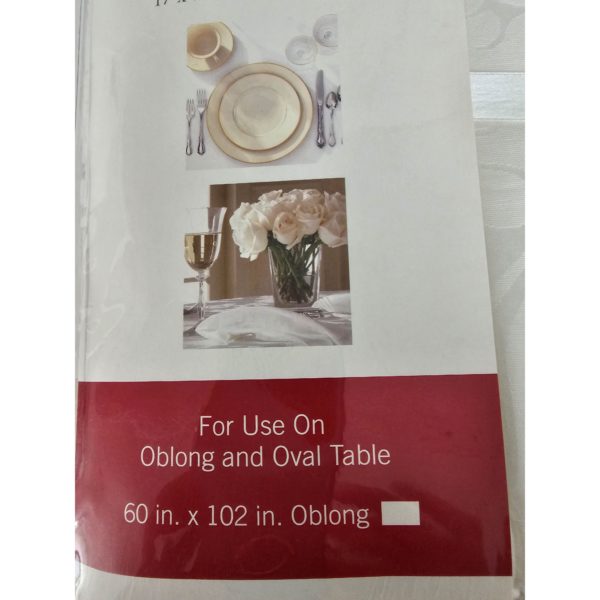 Town & Country Everything Table Set Fabric White 60x102 Oblong Tablecloth, Vinyl Table Pad, 8 Napkins - Image 4