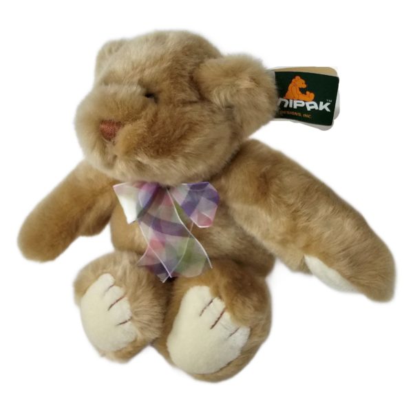 Unipak Designs Style 1907B Tan 11" Teddy Bear Multicolor Plaid Ribbon - Image 4