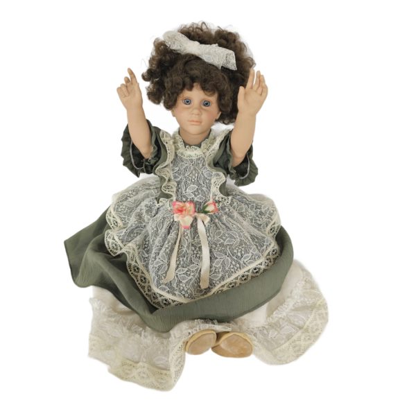 Vintage Dynasty Doll Fiba Collection "Agatha" Made In Italy 26" Porcelain Prairie Dress Doll - Image 4