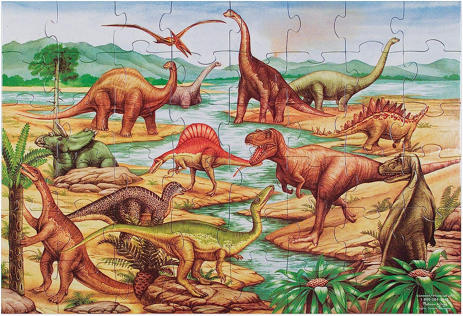 Assorted Puzzles 4 Pack Bundle: Melissa & Doug 48pc Floor Puzzle - Dinosaur, Mega Brands #51011ABN Puzzle Paws Baby Deer Fawn 25 Piece, Coptic Art - The Triumph of Faith 1000 Piece Jigsaw Puzzle, M&D Giant Fire Truck Floor Puzzle 36 Pieces 34 x 22 Ages 3+ - Image 3