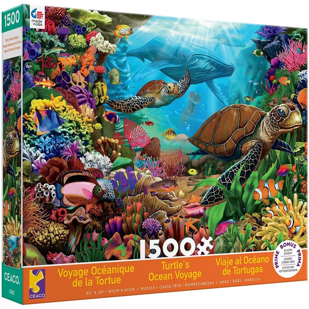 Assorted Puzzles 4 Pack Bundle: Turtles Ocean Voyage Jigsaw Puzzle, 1500 Pieces, VW Beetle Love 1000 Piece Jigsaw Puzzle, White Terrier Puppies 24 Piece Puzzle, F.X. Schmid Animal Paradise Jigsaw Puzzle 1000 Piece - Image 3