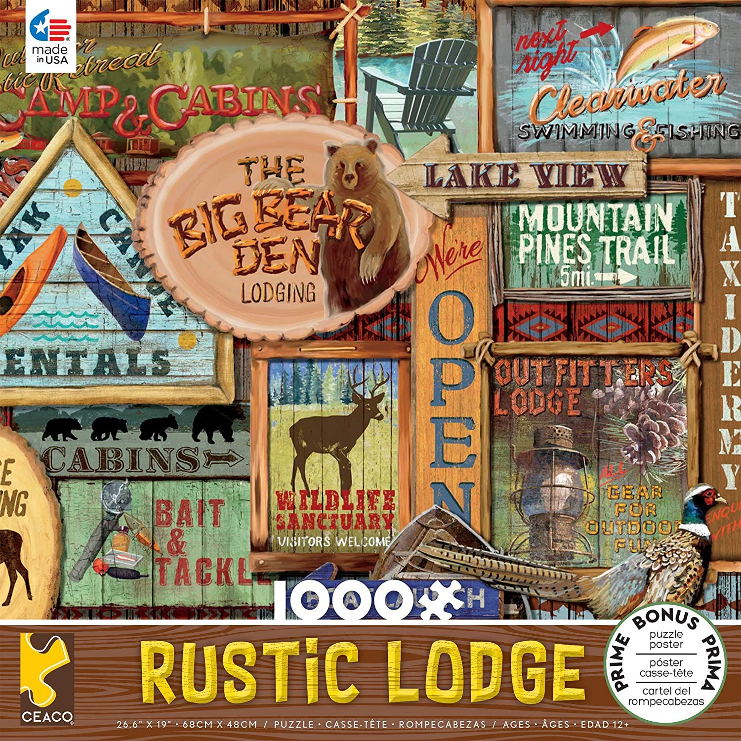 Assorted Puzzles 4 Pack Bundle: The Seven Continents of the World Floor Puzzle, Ceaco Rustic Lodge Collection Rustic Signs Jigsaw Puzzle, 1000 Pieces, Birdhouse Mansions Puzzle Welcome Home 500 Piece Puzzle, Green Eggs and Ham by Dr. Seuss Floor Puzzle, 27x17 - Image 4
