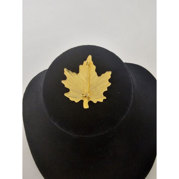 Vintage Gold Tone Textured Maple Leaf Pin Brooch 1.5" - Image 3