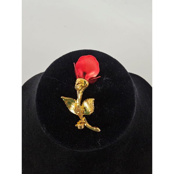 Vintage Gold Tone Red Rose Pin Brooch The Museum Company - Image 3