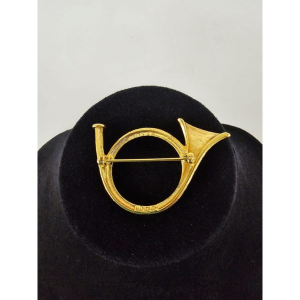 Vintage 1970's Napier Gold Tone French Horn Musical Instrument Pin Brooch - Image 3