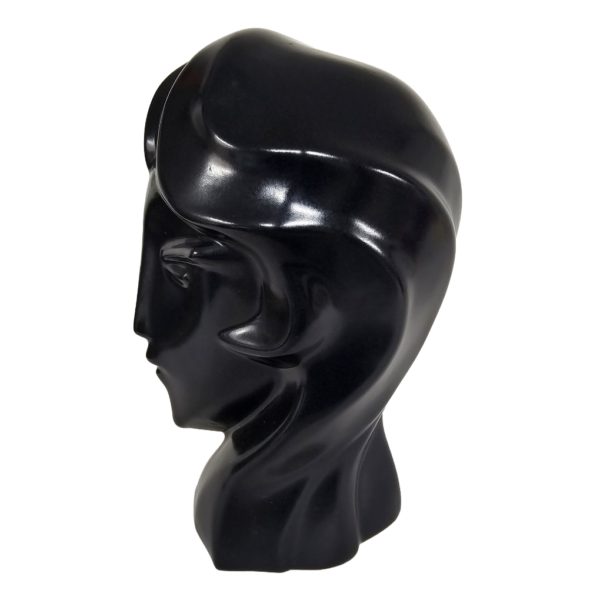 Harris Potteries Chicago Art Deco Cubist 12" Woman's Ceramic Bust Head Black - Image 4