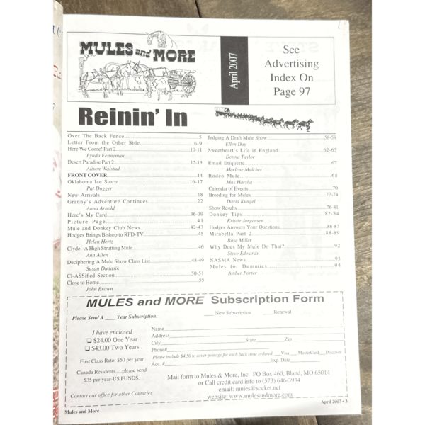Mules and More - Apr. 2007 Vol. 17 Issue 6 (Back Issue Magazine) - Image 3