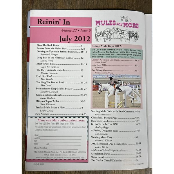 Mules and More - Jul. 2012 Vol. 22 Issue 9 (Back Issue Magazine) - Image 3