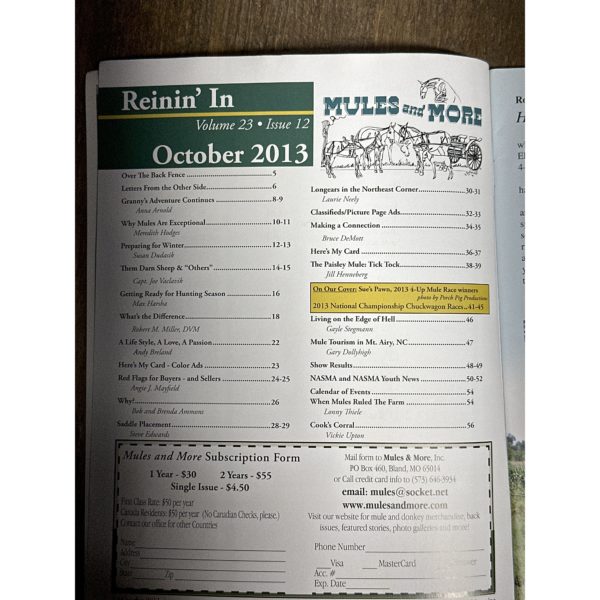Mules and More - Oct. 2013 Vol. 23 Issue 12 (Back Issue Magazine) - Image 3