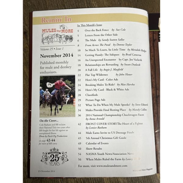 Mules and More - Nov. 2014 Vol. 25 Issue 1 (Back Issue Magazine) - Image 3