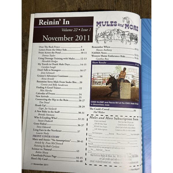Mules and More - Nov. 2011 Vol. 22 Issue 1 (Back Issue Magazine) - Image 3