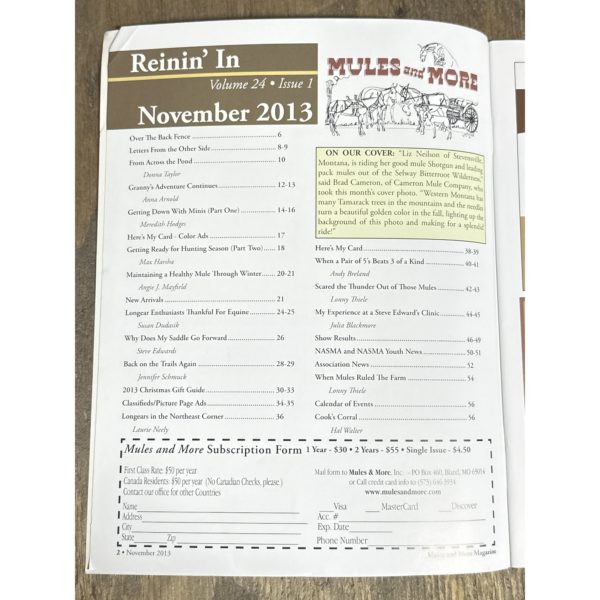 Mules and More - Nov. 2013 Vol. 24 Issue 1 (Back Issue Magazine) - Image 3