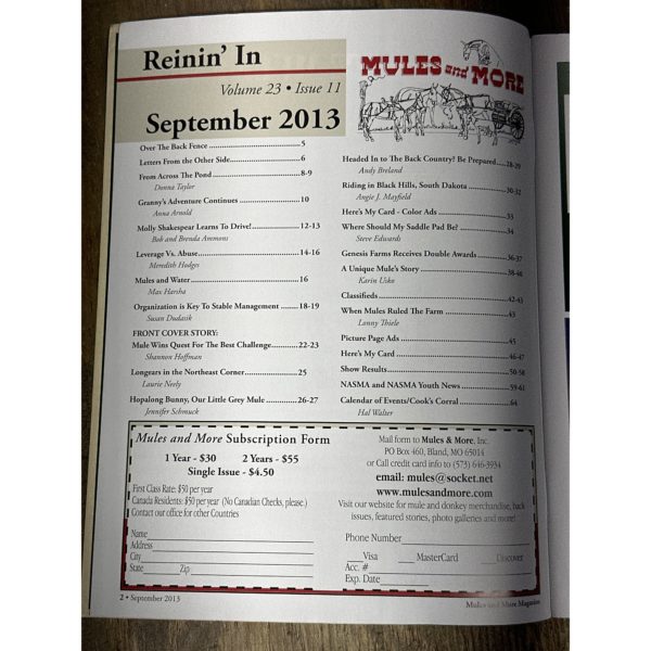 Mules and More - Sept. 2013 Vol. 23 Issue 11 (Back Issue Magazine) - Image 3