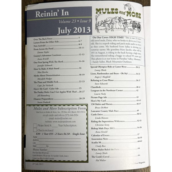 Mules and More - Jul. 2013 Vol. 23 Issue 9 (Back Issue Magazine) - Image 3