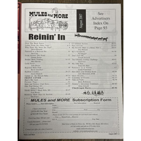 Mules and More - Aug. 2007 Vol. 17 Issue 10 (Back Issue Magazine) - Image 3