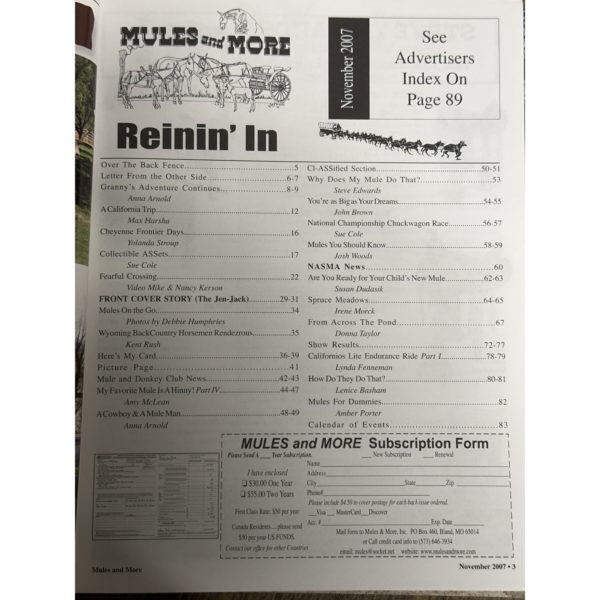 Mules and More - Nov. 2007 Vol. 18 Issue 1 (Back Issue Magazine) - Image 3