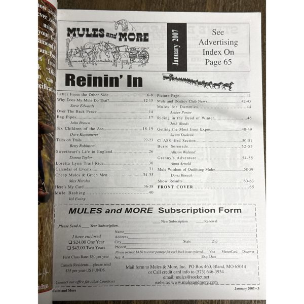 Mules and More - Jan. 2007 Vol. 17 Issue 3 (Back Issue Magazine) - Image 3