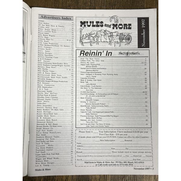 Mules and More - Nov. 1997 Vol. 8 Issue 1 (Back Issue Magazine) - Image 3