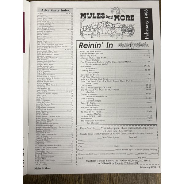 Mules and More - Feb. 1998 Vol. 8 Issue 4 (Back Issue Magazine) - Image 3