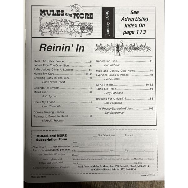 Mules and More - Jan. 1999 Vol. 9 Issue 3 (Back Issue Magazine) - Image 3