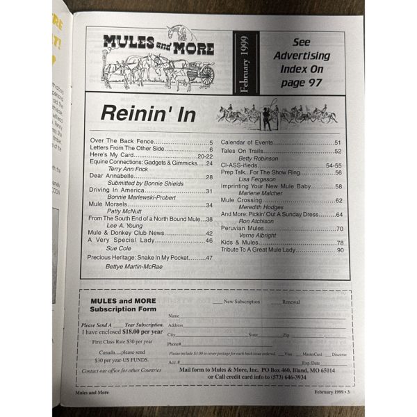 Mules and More - Feb. 1999 Vol. 9 Issue 4 (Back Issue Magazine) - Image 3