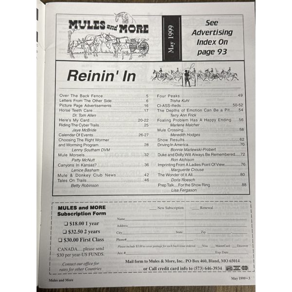 Mules and More - May 1999 Vol. 9 Issue 7 (Back Issue Magazine) - Image 3