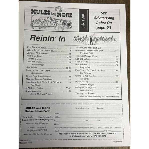 Mules and More - Jul. 1999 Vol. 9 Issue 9  (Back Issue Magazine) - Image 3