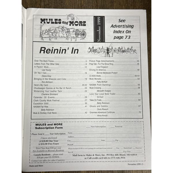 Mules and More - Nov. 1999 Vol. 10 Issue 1 (Back Issue Magazine) - Image 3