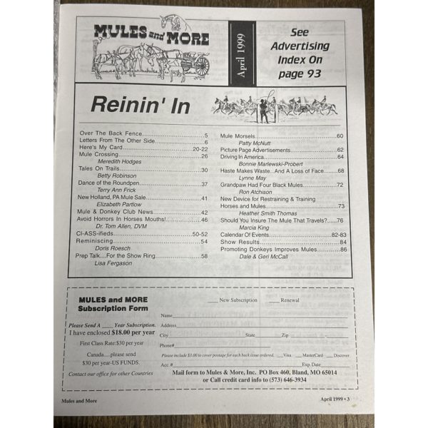Mules and More - Apr. 1999 Vol. 9 Issue 6 (Back Issue Magazine) - Image 3