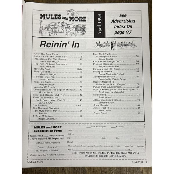 Mules and More - Apr. 1998 Vol. 8 Issue 6 (Back Issue Magazine) - Image 3