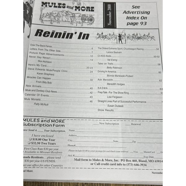 Mules and More - Nov. 2000 Vol. 11 Issue 1 (Back Issue Magazine) - Image 3