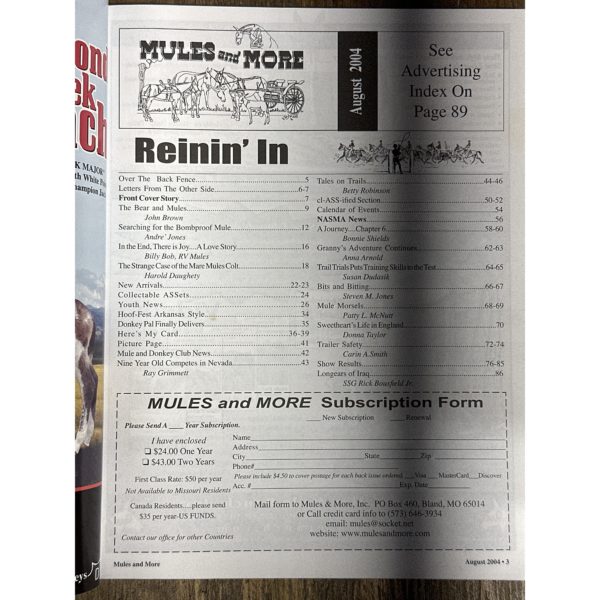 Mules and More - Aug. 2004 Vol. 14 Issue 10 (Back Issue Magazine) - Image 3