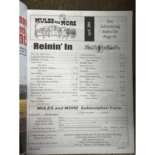 Mules and More - Apr. 2004 Vol. 14 Issue 6 (Back Issue Magazine) - Image 3
