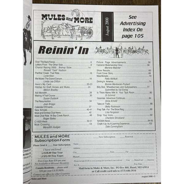 Mules and More - Aug. 2000 Vol. 10 Issue 10 (Back Issue Magazine) - Image 3