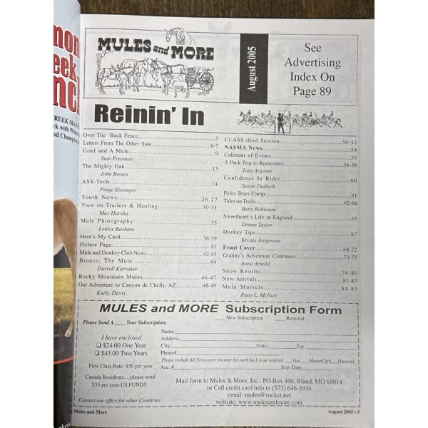 Mules and More - Aug. 2005 Vol. 15 Issue 10 (Back Issue Magazine) - Image 3