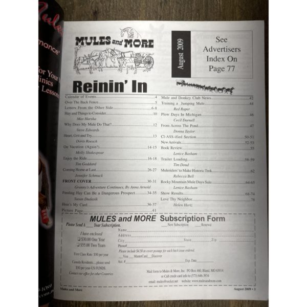 Mules and More - Aug. 2009 Vol. 19 Issue 10 (Back Issue Magazine) - Image 3