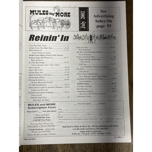 Mules and More - Jul. 2002 Vol. 12 Issue 9 (Back Issue Magazine) - Image 3